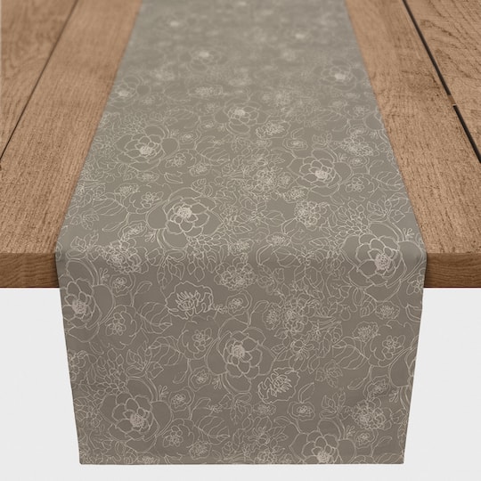 72" Line Floral Cotton Twill Runner